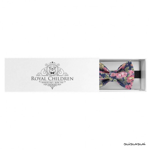 Child pink and blue "Liberty" pattern bow tie, cotton