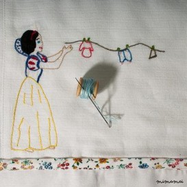 Snow White cradle Baby blanket, hand embroidered,handmade, carrycot or stroller