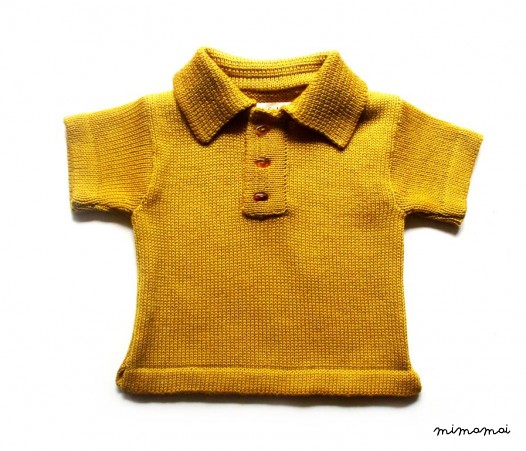 Babies/Toddler's merino wool Poloshirt, Tshirt with a genuine Baltic amber buttons/sweater shirt top
