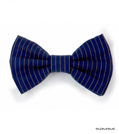 Hair Bow Clip in Navy Stripe