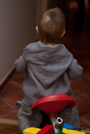Natural linen hoodie.Wide