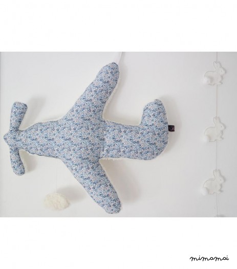 COUSSIN MUSICAL AVION ELO&Iuml;SE BLEU