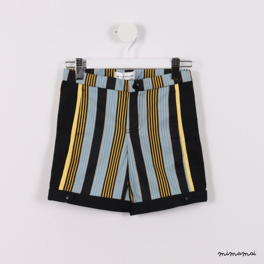 Piped Shorts with Cuffs yellow and black stripes