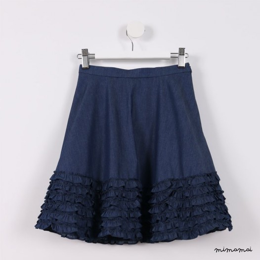 Frilly Layered Skirt denim blue