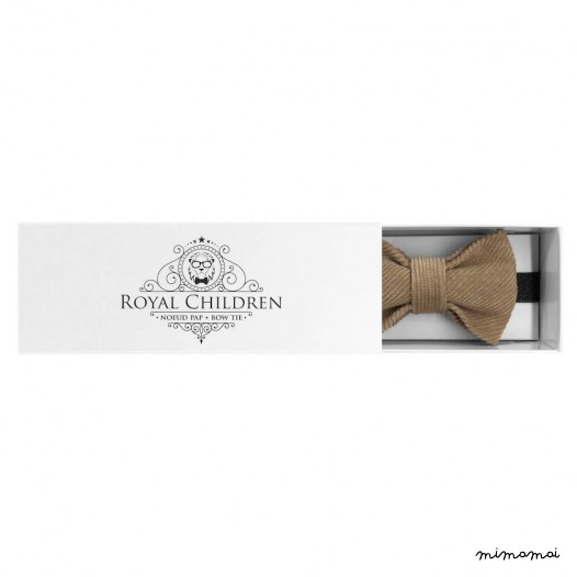 Child beige bow tie, cotton corduroy