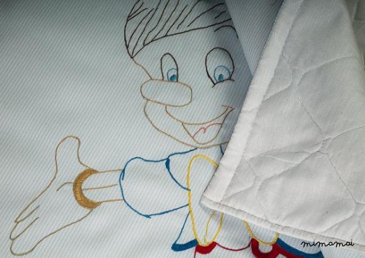 Baby boy blanket Pinocchio-Hand embroidered baby boy bedding