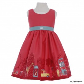 Martha Dress London Print in Raspberry