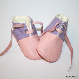 12-18 Months Slippers / Baby Shoes Lamb Leather pastel pink purple