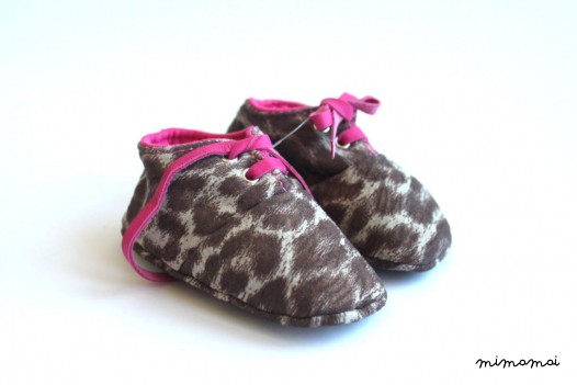 3 - 6 Months Slippers / Baby Shoes Lamb Leather Animal Leopard Pink