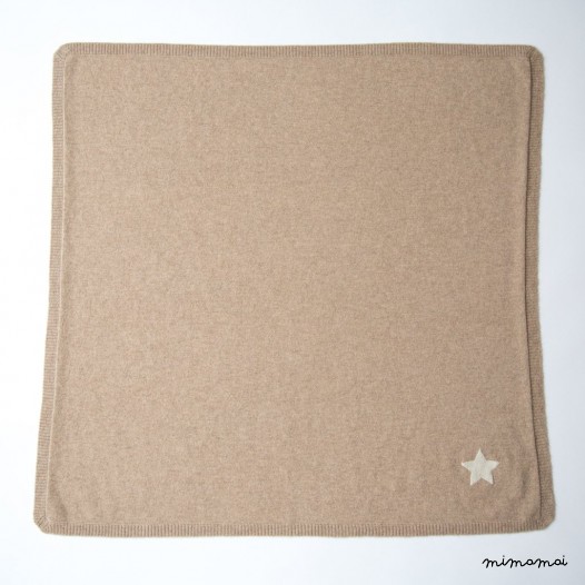 Cashmere Baby Blanket with Star - Beige M&eacute;lange
