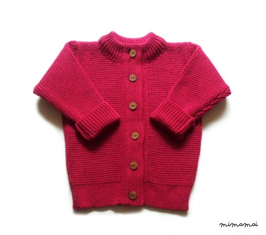 Children's Merino wool round neck Cardigan with handmade oak buttons