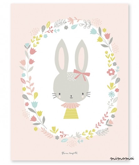 Affiche b&eacute;b&eacute; enfant lapin fille