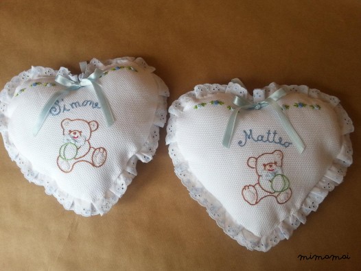 Cuori nascita personalizzati GEMELLI. Regalo nascita
