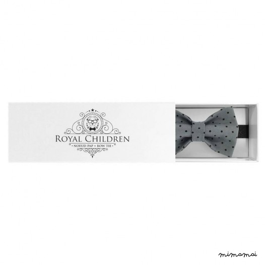 Child grey with black polka-dot bow tie, cotton