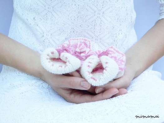 Wool baby girl booties - newborn gift, baby shower - made to order