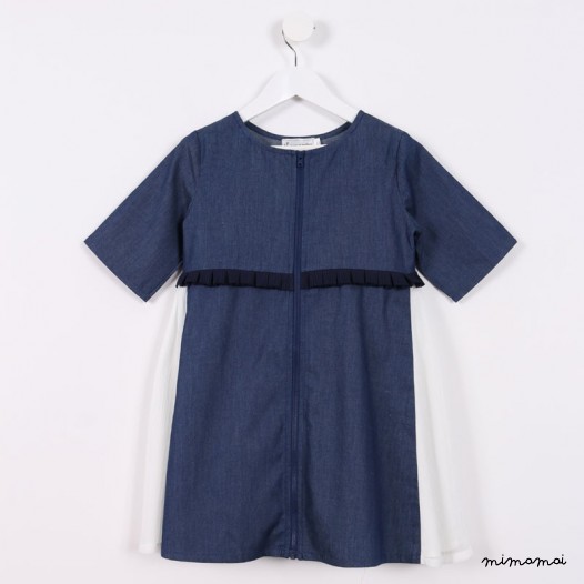 Zip-front Dress blue denim