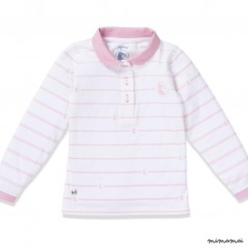 Shirt LS Logo Polo white/rose