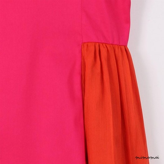 Sleeveless Flared Dress pink and orange
