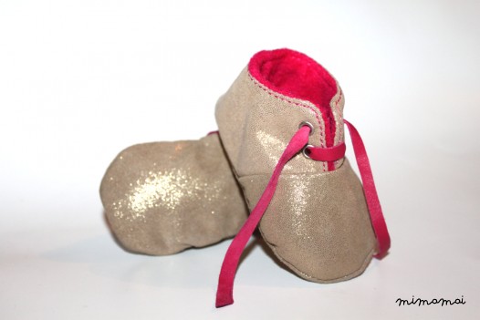 12 - 18 Months Slippers / Baby Shoes Lamb Leather Glitter bright, brilliant