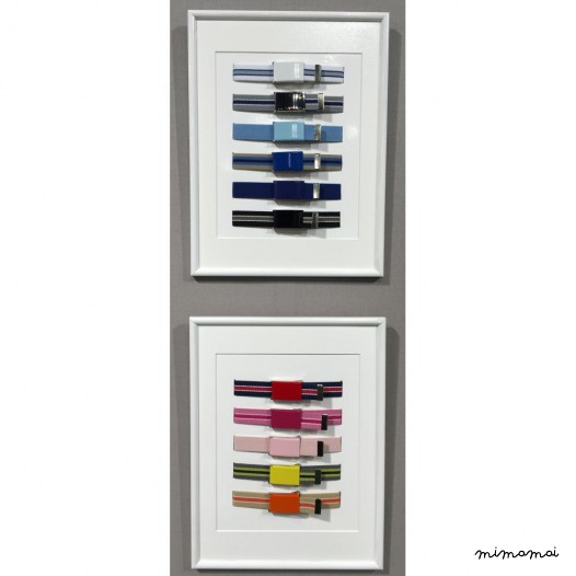 Black belt, black buckle with white and grey stripes