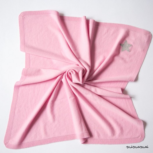 Cashmere Baby Blanket with Star - Light Rose