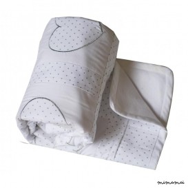 COUVERTURE BLANC COEUR POIS ARGENTS