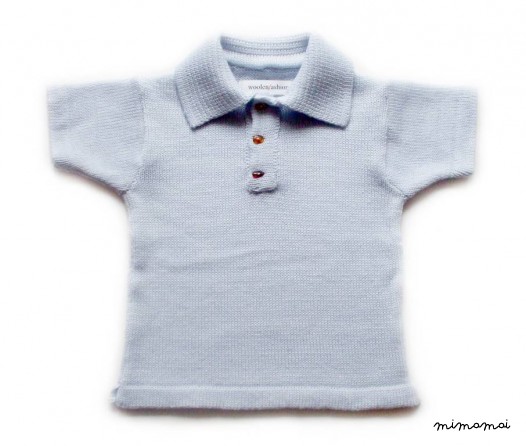 Babies/Toddler's merino wool Poloshirt, Tshirt with a genuine Baltic amber buttons/sweater shirt top