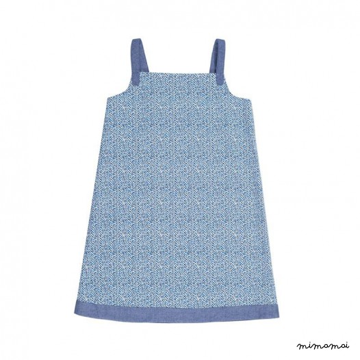 A-Line Strap Dress blue chevron