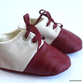 6-12 Months Slippers / Baby Shoes Lamb Leather Claret Red Bordeaux