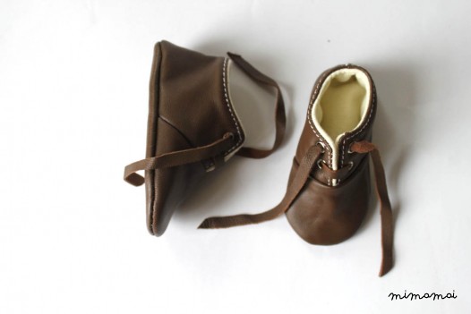 6-12 Months Slippers / Baby Shoes Soft Sole Lamb Leather Brown Marron OwO SHOES