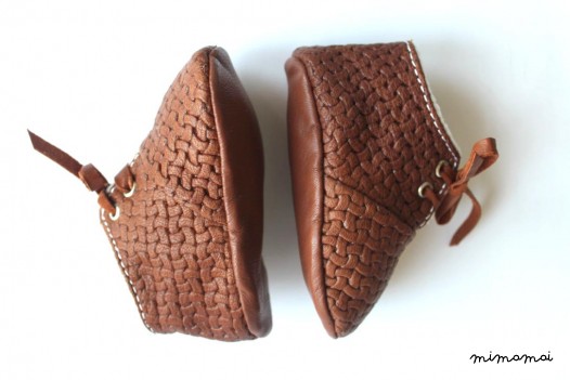 3 - 6 Months Slippers / Baby Shoes Soft Sole Lamb Leather Brown Marrown