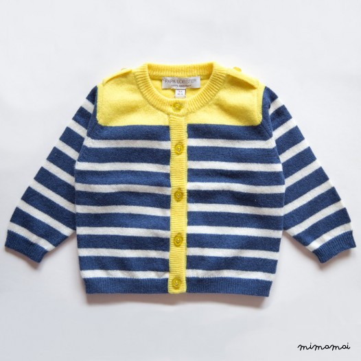 Striped Cardigan - Yellow / Navy
