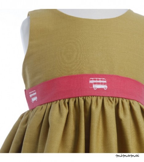 Martha Dress London Print in Mustard