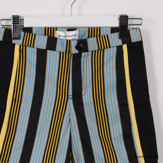Piped Shorts with Cuffs yellow and black stripes