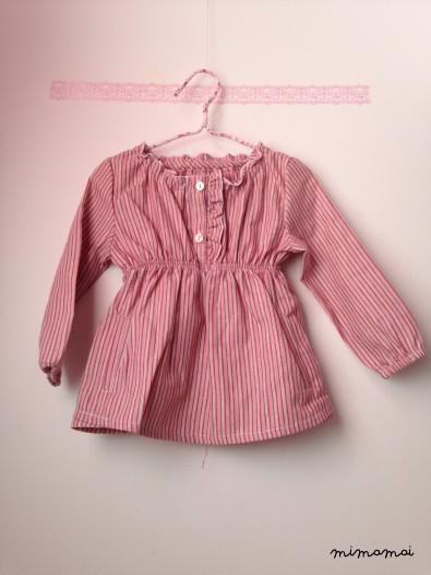 Pink striped cotton blouse, Baby&Toddler blouse, Girls blouse, Little girl clothing