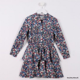 Long-sleeved Shirtdress blue and maroon