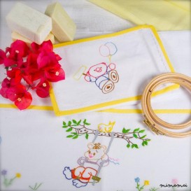 Baby linen sheet pillowcase hand embroidered cradle stroller nursery