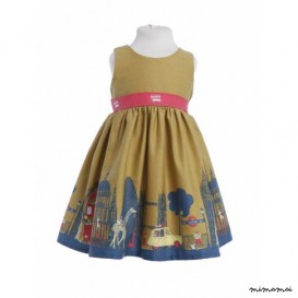Martha Dress London Print in Mustard