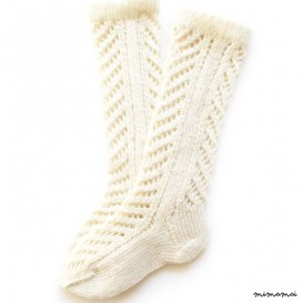 Babies/Children's knitted lambswool knee-high lace socks/stockings