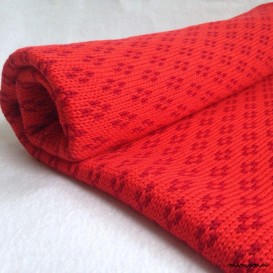 Baby Knit Blanket in Red /Wool Knit Blanket/ Knitted pram Blanket