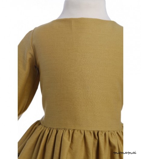Betty Dress London Print in Mustard