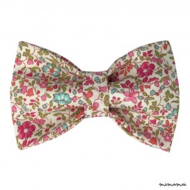 Child white and pink "Liberty" pattern bow tie
