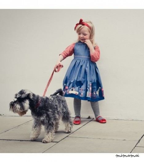 Martha Dress London Print in Midnight Blue