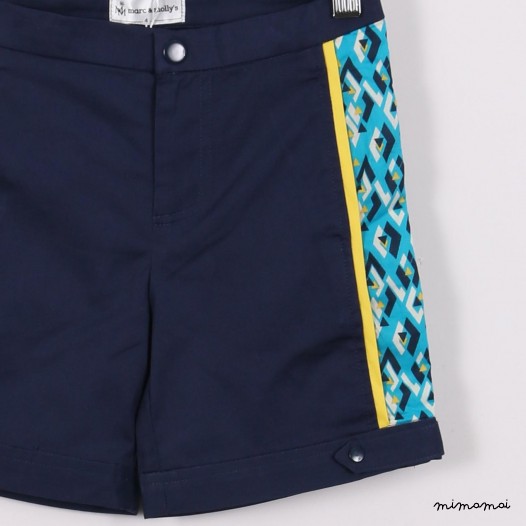 Piped Shorts with Cuffs blue
