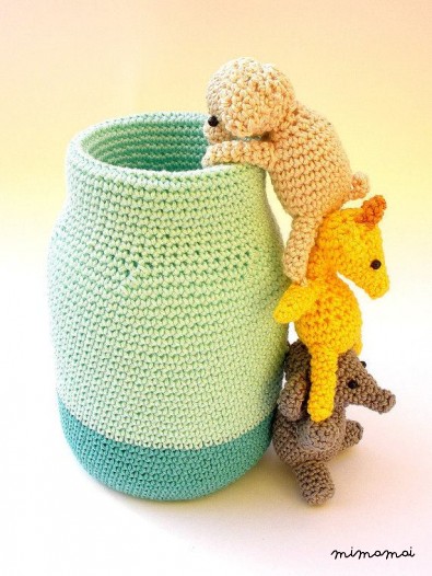 Crochet pen holder - Cute desk accessories - Animals pencil holder - Crochet office decor