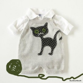 Maglia bambino tuta grigio con feltro gatto.