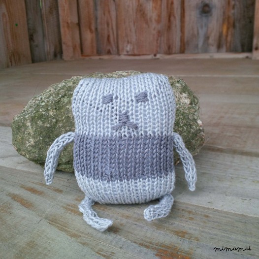 Baby shoes and knitted toy Luigi, handmade knitwear of organic cotton, grey and dark grey
