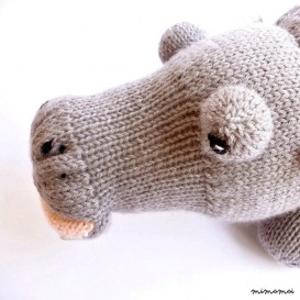 Knitted stuffed hippo