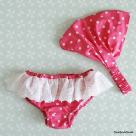 Pink and white Polka Dots Swimwear