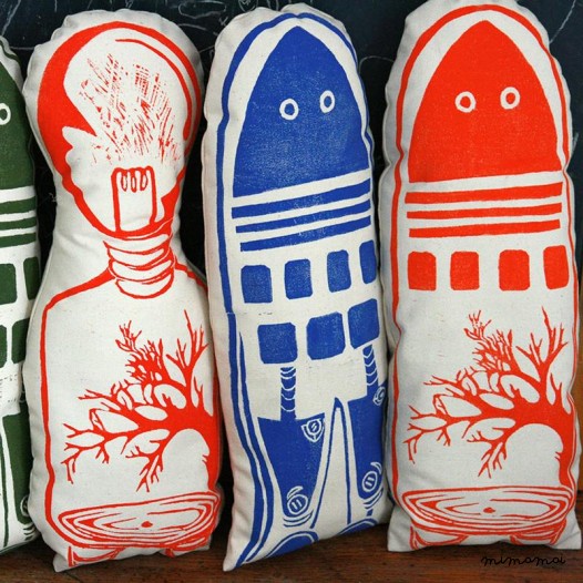 Robot Cushion  Orange Shell